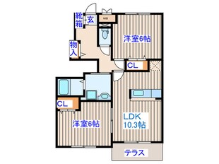 グランメール大善Ⅰ-Ｂの物件間取画像